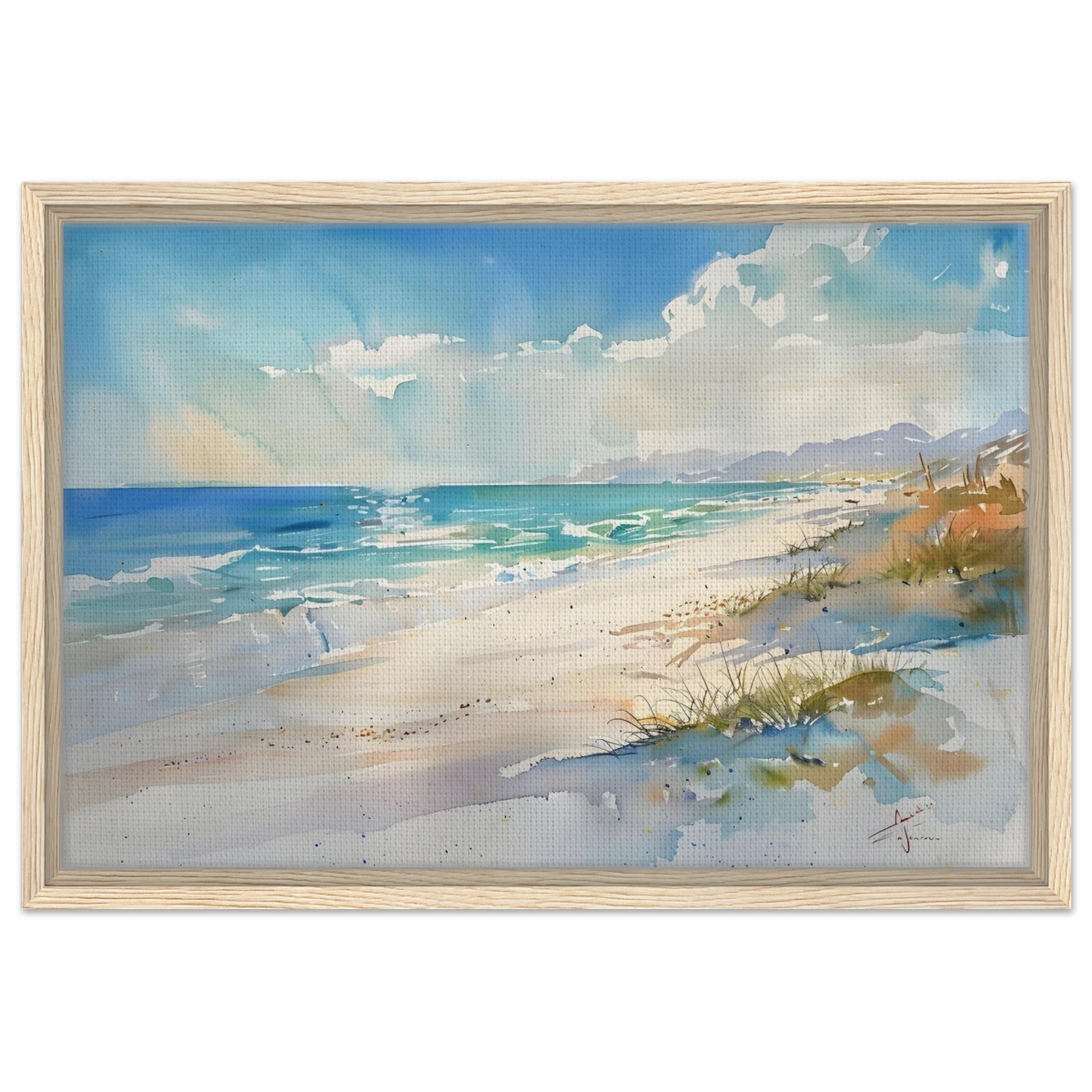 Whispers of the Shore – Coastal Serenity in Motion | Wall art Print - Framed Canvas - 40x60 cm / 16x24″ - Wood frame