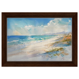 Whispers of the Shore – Coastal Serenity in Motion | Wall art Print - Framed Canvas - 20x30 cm / 8x12″ - Dark wood frame