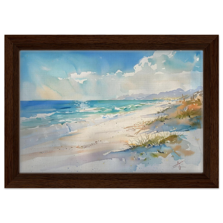Whispers of the Shore – Coastal Serenity in Motion | Wall art Print - Framed Canvas - 20x30 cm / 8x12″ - Dark wood frame