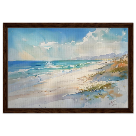Whispers of the Shore – Coastal Serenity in Motion | Wall art Print - Framed Canvas - 40x60 cm / 16x24″ - Dark wood frame