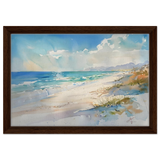 Whispers of the Shore – Coastal Serenity in Motion | Wall art Print - Framed Canvas - 30x45 cm / 12x18″ - Dark wood frame
