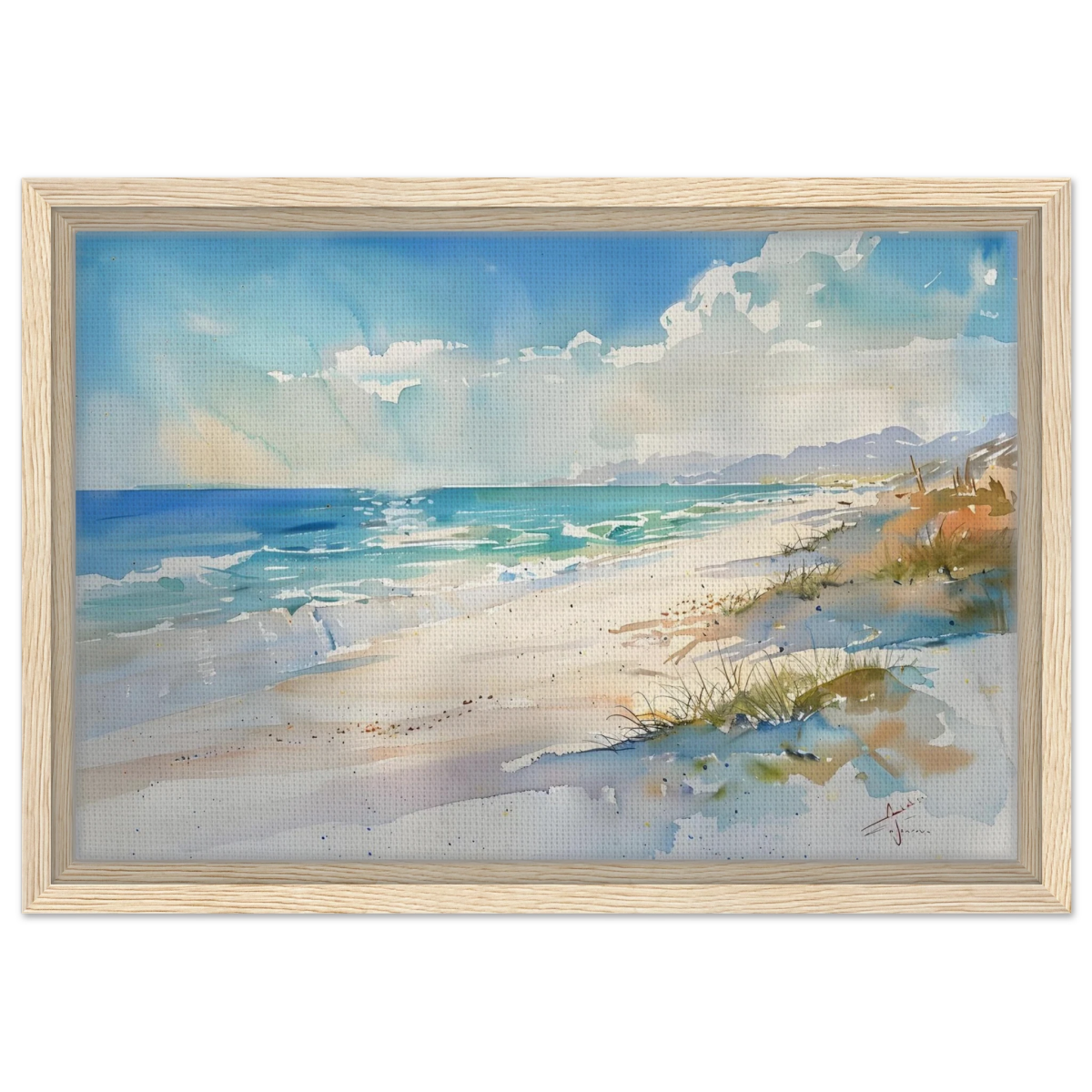 Whispers of the Shore – Coastal Serenity in Motion | Wall art Print - Framed Canvas - 30x45 cm / 12x18″ - Wood frame