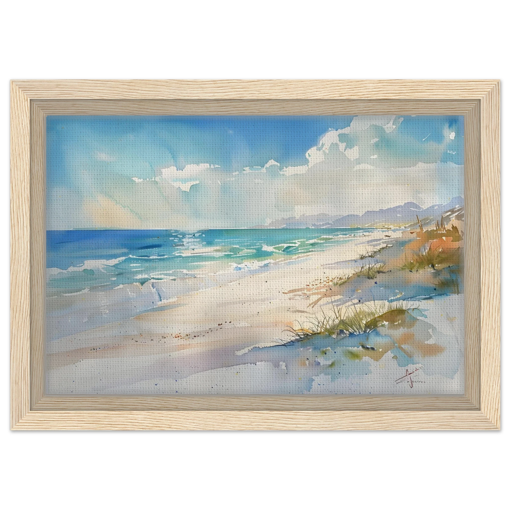 Whispers of the Shore – Coastal Serenity in Motion | Wall art Print - Framed Canvas - 20x30 cm / 8x12″ - Wood frame