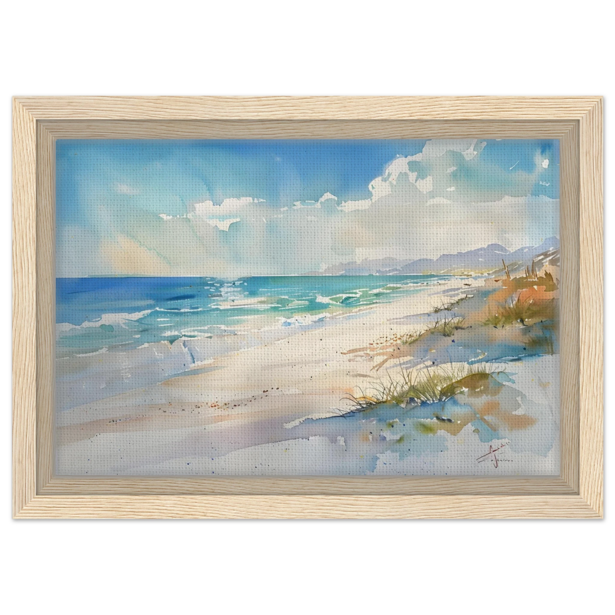 Whispers of the Shore – Coastal Serenity in Motion | Wall art Print - Framed Canvas - 20x30 cm / 8x12″ - Wood frame