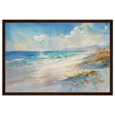 Whispers of the Shore – Coastal Serenity in Motion | Wall art Print - Framed Canvas - 60x90 cm / 24x36″ - Dark wood frame