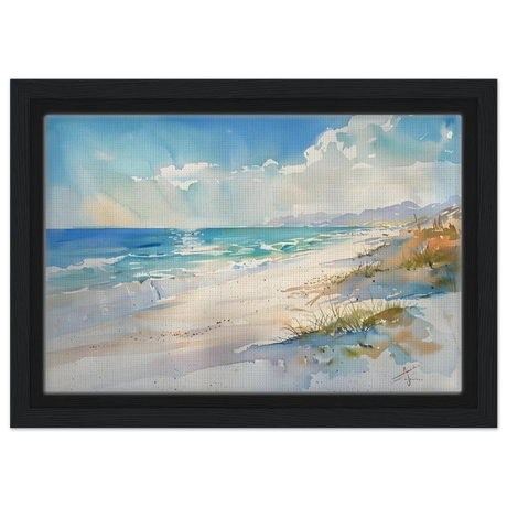 Whispers of the Shore – Coastal Serenity in Motion | Wall art Print - Framed Canvas - 20x30 cm / 8x12″ - Black frame