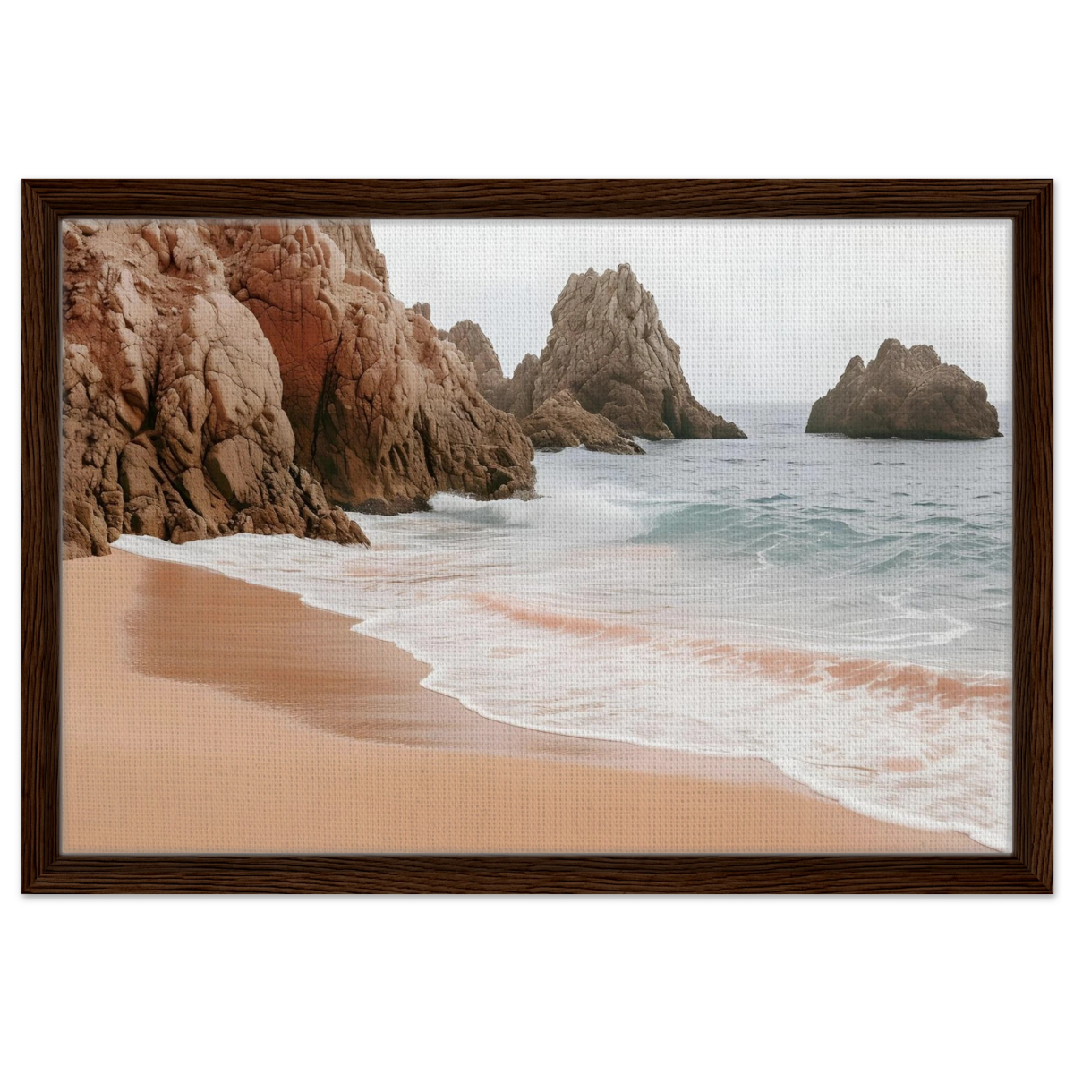 "Whispers of the Shore" – Tranquil Coastal Fine Art Photography | Wall art print - Framed Canvas - 40x60 cm / 16x24″ - Dark wood frame