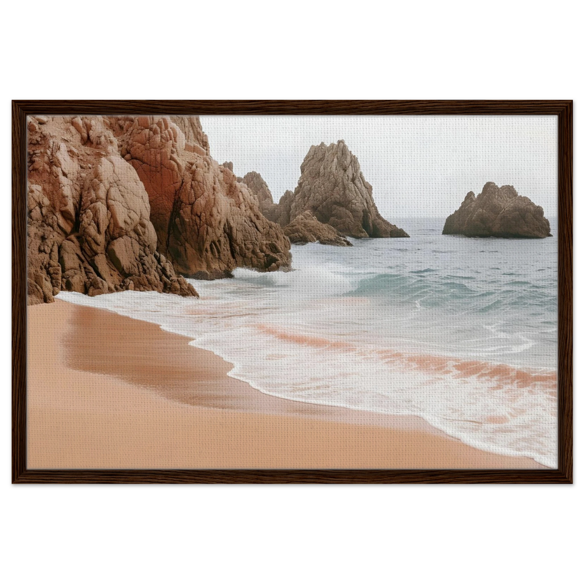"Whispers of the Shore" – Tranquil Coastal Fine Art Photography | Wall art print - Framed Canvas - 60x90 cm / 24x36″ - Dark wood frame