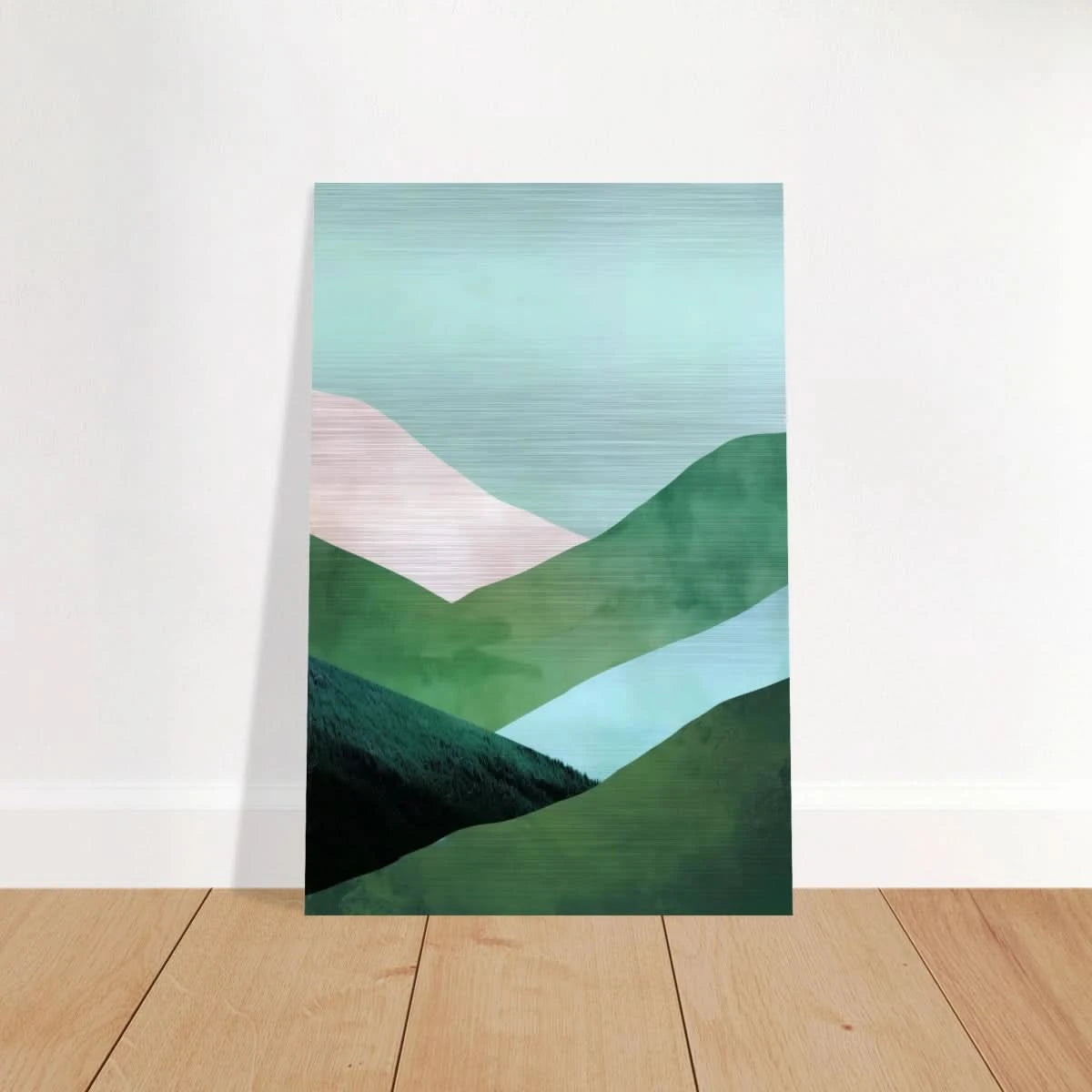 Whispers of the Valley – Minimalist Mountain Layers | wall art print - Brushed Aluminum Print - 30x45 cm / 12x18″ - 