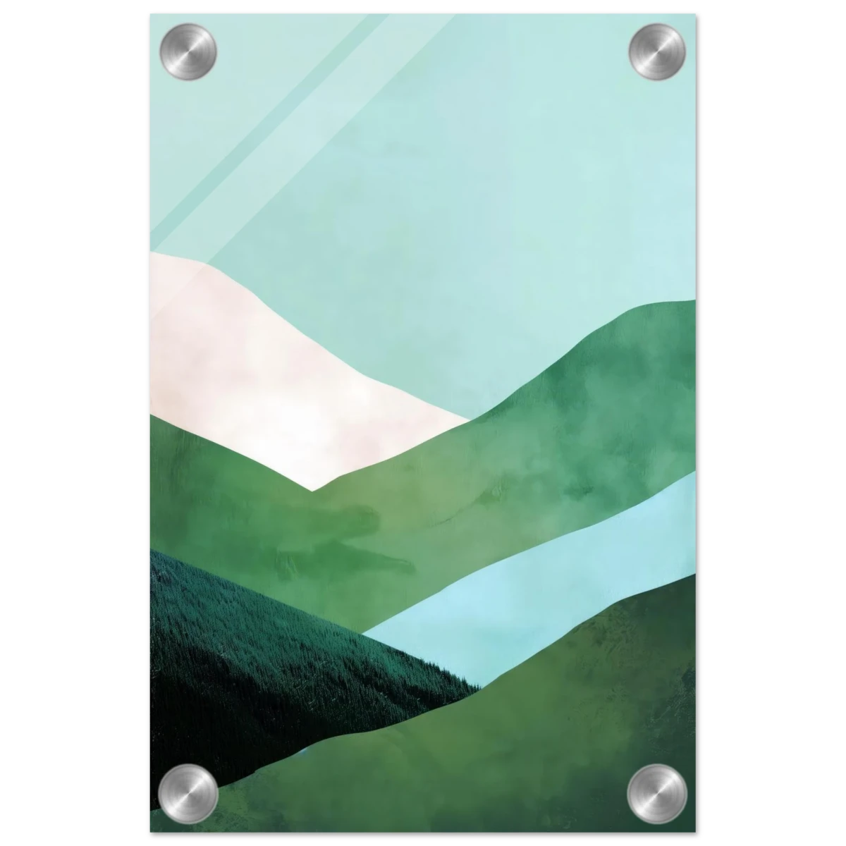 Whispers of the Valley – Minimalist Mountain Layers | wall art print - Acrylic Print - 20x30 cm / 8x12″ - 