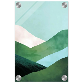 Whispers of the Valley – Minimalist Mountain Layers | wall art print - Acrylic Print - 20x30 cm / 8x12″ - 