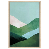 Whispers of the Valley – Minimalist Mountain Layers | wall art print - Framed Canvas - 60x90 cm / 24x36″ - Wood frame