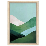 Whispers of the Valley – Minimalist Mountain Layers | wall art print - Framed Canvas - 30x45 cm / 12x18″ - Wood frame