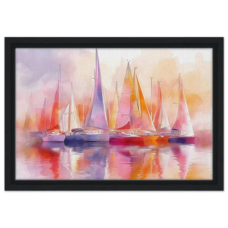 Whispers of the Wind | Contemporary Watercolor Seascape - Framed Canvas - 30x45 cm / 12x18″ - Black frame