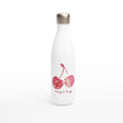White Stainless Steel Water Bottles & Travel Mugs | Cherry - Fruity & Funky - White 17oz Stainless Steel Water Bottle - 