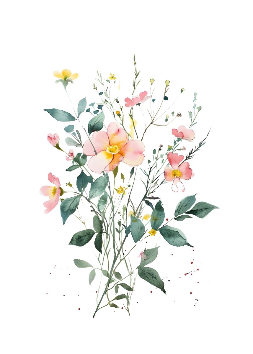 "Wild Meadow Whispers" – Soft Botanical Watercolor Elegance | Wall Art Print | 6 Design Options - 20x30 cm / 8x12" - Design Option4 - Canvas