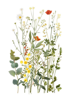 "Wild Meadow Whispers" V02 – Soft Botanical Watercolor Elegance | Wall Art Print| 4 Design Options - 20x30 cm / 8x12" - Design Option 1 - Canvas