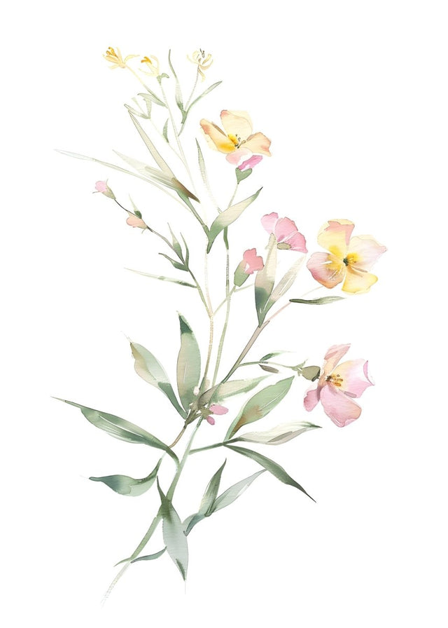 "Wild Meadow Whispers" V02 – Soft Botanical Watercolor Elegance | Wall Art Print| 4 Design Options - 20x30 cm / 8x12" - Design Option4 - Canvas