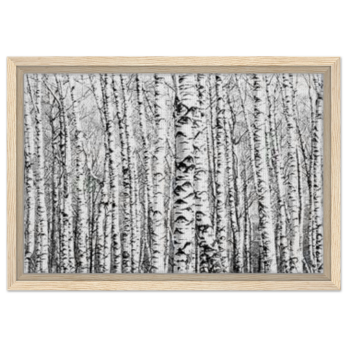 Winter Birch – A Minimalist Forest Escape Wall art - Framed Canvas - 30x45 cm / 12x18″ - Wood frame