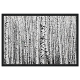 Winter Birch – A Minimalist Forest Escape Wall art - Framed Canvas - 60x90 cm / 24x36″ - Black frame