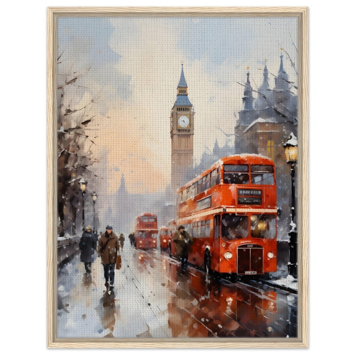 Winter by Big Ben | City Art Wall art print - Framed Canvas - 60x80 cm / 24x32″ - Wood frame