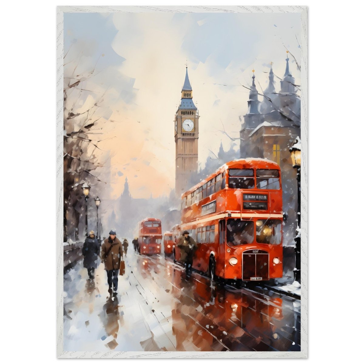 Winter by Big Ben | City Art Wall art print - Premium Wooden Framed Poster With Premium Matte Paper - 70x100 cm / 28x40″ - White frame