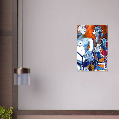 Woman and Man Sitting with Pipe by Pablo Picasso wall art print - Acrylic Print - 50x75 cm / 20x30″ - 