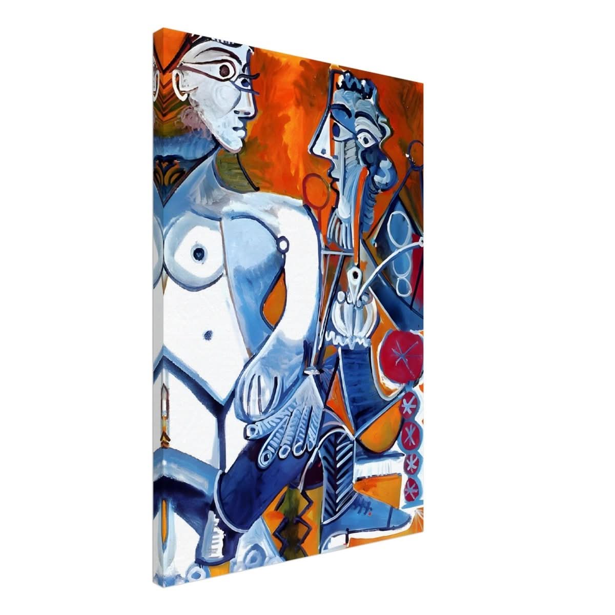 Woman and Man Sitting with Pipe by Pablo Picasso wall art print - Canvas - 50x75 cm / 20x30″ - Slim