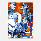 Woman and Man Sitting with Pipe by Pablo Picasso wall art print - Aluminum Print - 70x100 cm / 28x40″ - 