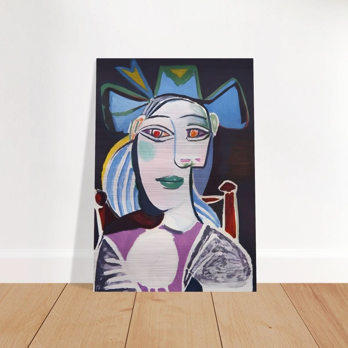 Woman In a Blue Hat by Pablo Picasso - Brushed Aluminum Print - 70x100 cm / 28x40″ - 