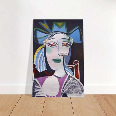 Woman In a Blue Hat by Pablo Picasso - Brushed Aluminum Print - 60x90 cm / 24x36″ - 