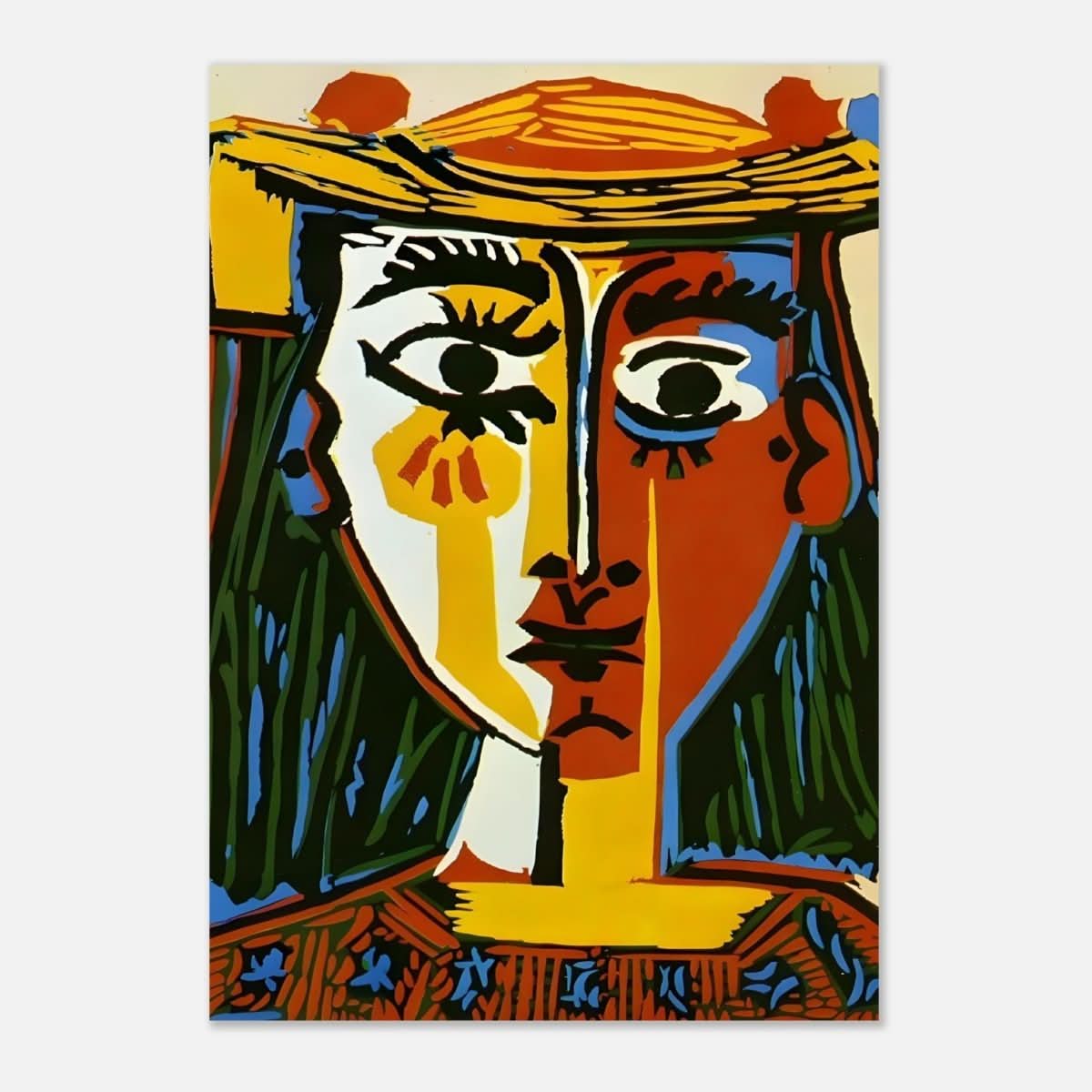Woman in a Hat by Pablo Picasso 1962 - Aluminum Print - 70x100 cm / 28x40″ - 