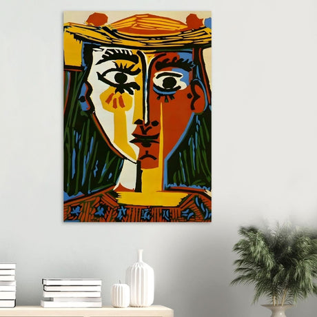 Woman in a Hat by Pablo Picasso 1962 - Wood Prints - 70x100 cm / 28x40″ - 20 mm