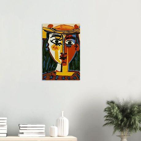 Woman in a Hat by Pablo Picasso 1962 - Wood Prints - 40x60 cm / 16x24″ - 20 mm