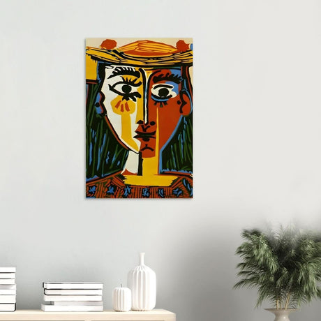 Woman in a Hat by Pablo Picasso 1962 - Wood Prints - 50x75 cm / 20x30″ - 20 mm