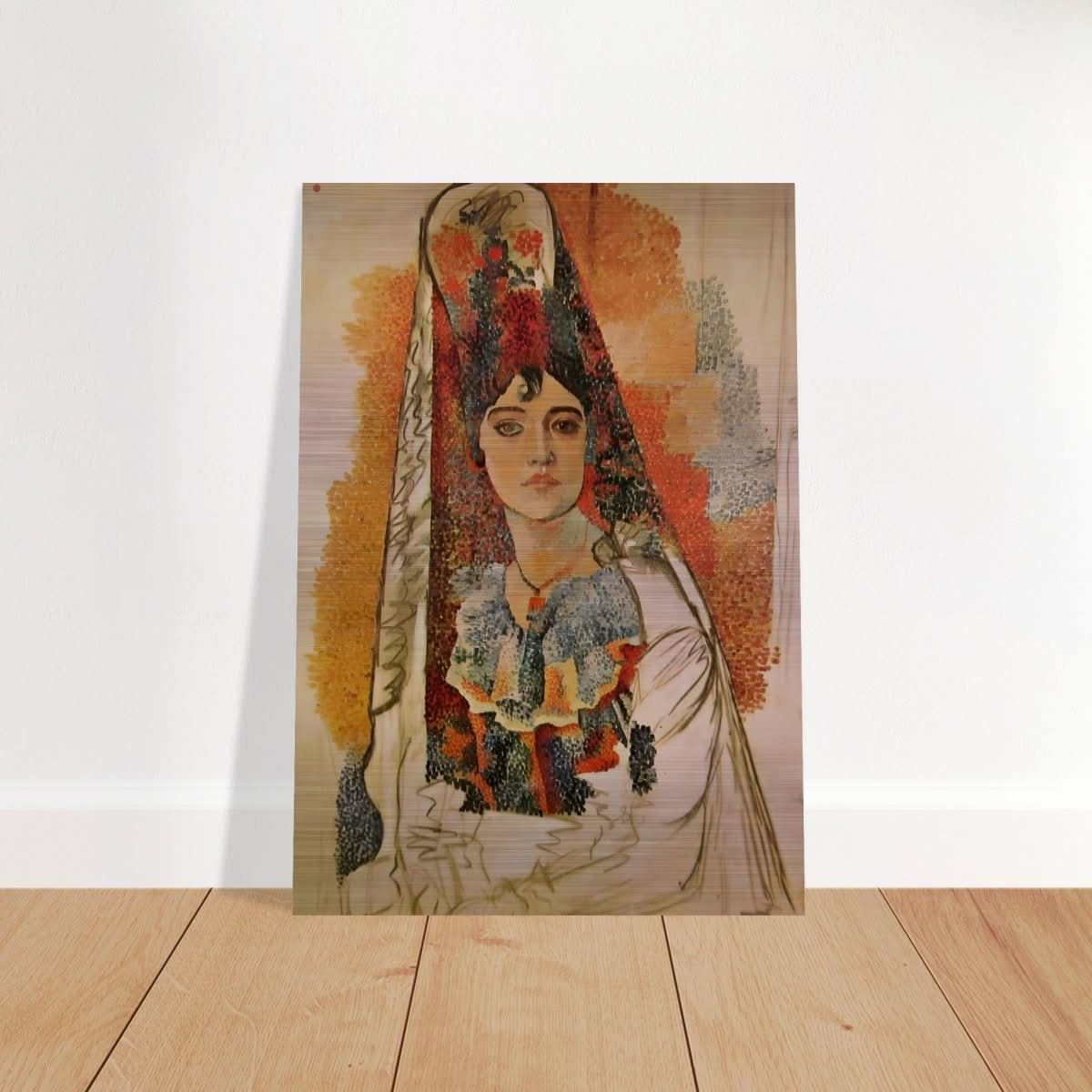 Woman In A Mantilla By Pablo Picasso - Brushed Aluminum Print - 70x100 cm / 28x40″ - 