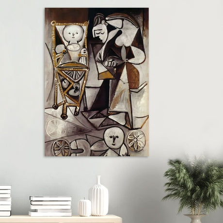 Woman Surrounded by Her Children by Pablo Picasso 1950 - Wood Prints - 70x100 cm / 28x40″ - 10 mm