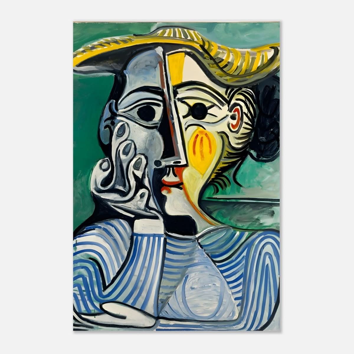 Woman with yellow hat (Jacqueline) by Pablo Picasso - Aluminum Print - 50x75 cm / 20x30″ - 