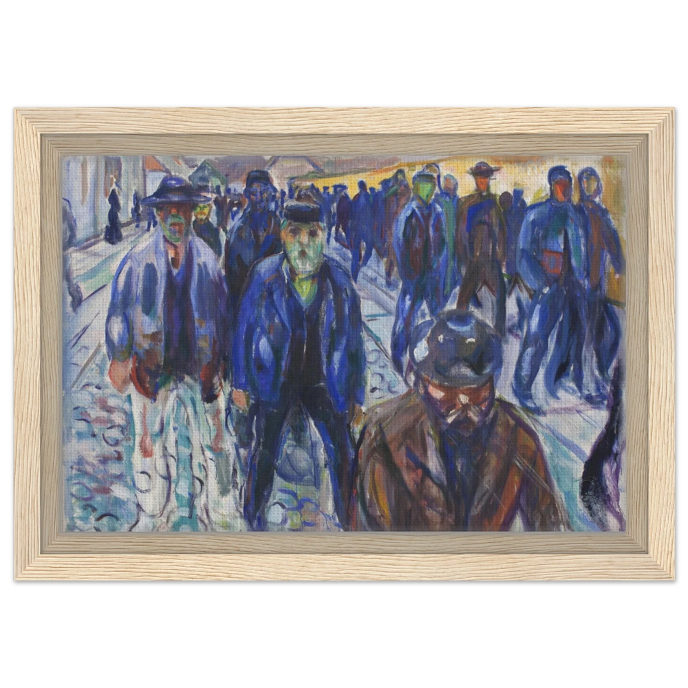 Workers on Their Way Home – Artwork by Edvard Munch| Wall art Print - Framed Canvas - 20x30 cm / 8x12″ - Wood frame