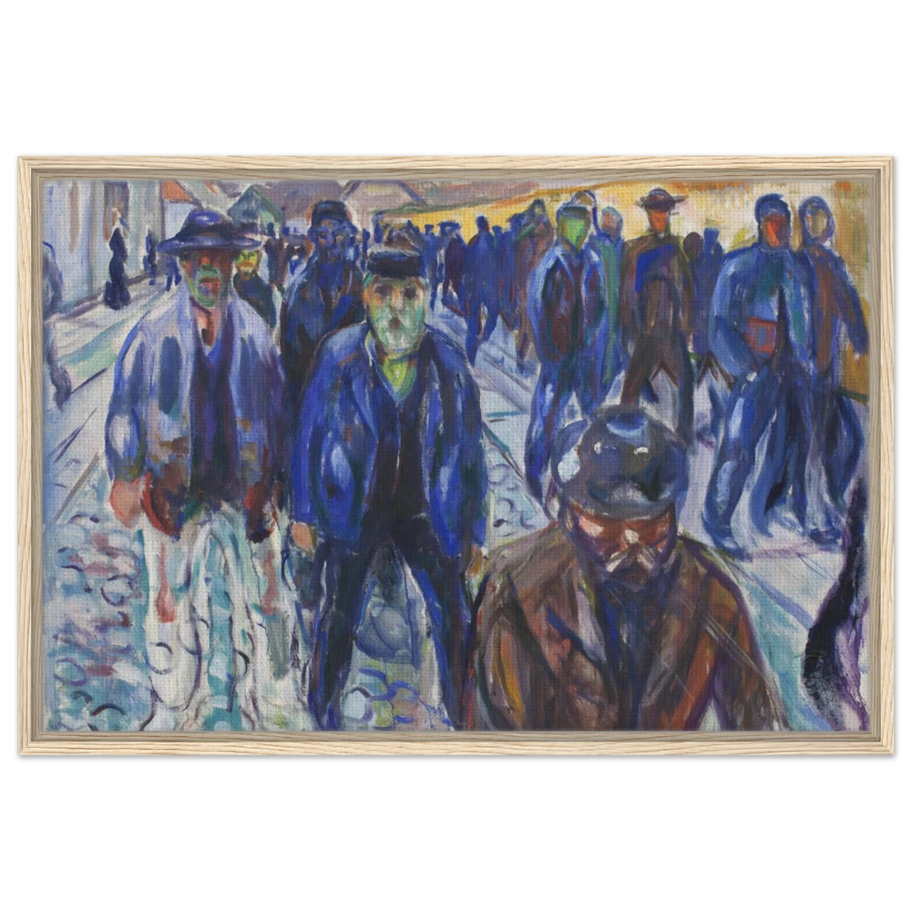 Workers on Their Way Home – Artwork by Edvard Munch| Wall art Print - Framed Canvas - 60x90 cm / 24x36″ - Wood frame