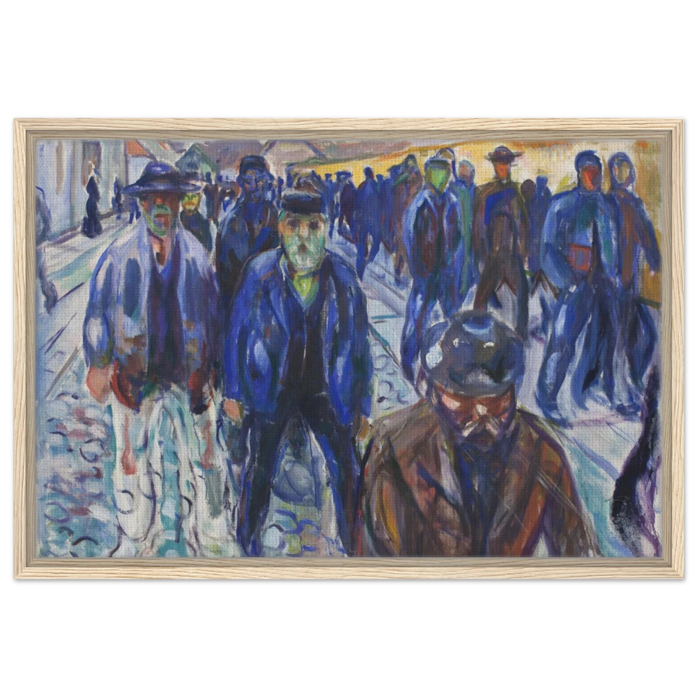 Workers on Their Way Home – Artwork by Edvard Munch| Wall art Print - Framed Canvas - 50x75 cm / 20x30″ - Wood frame