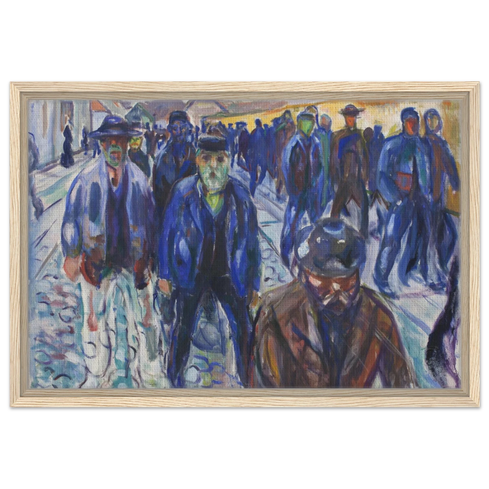 Workers on Their Way Home – Artwork by Edvard Munch| Wall art Print - Framed Canvas - 40x60 cm / 16x24″ - Wood frame