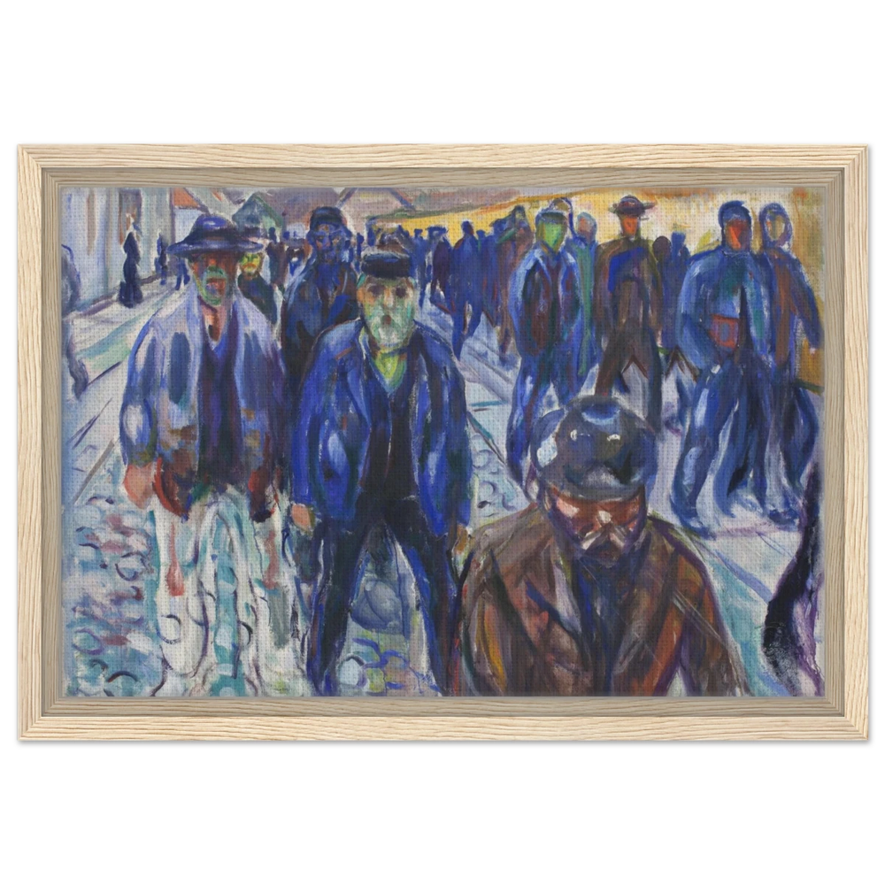 Workers on Their Way Home – Artwork by Edvard Munch| Wall art Print - Framed Canvas - 30x45 cm / 12x18″ - Wood frame