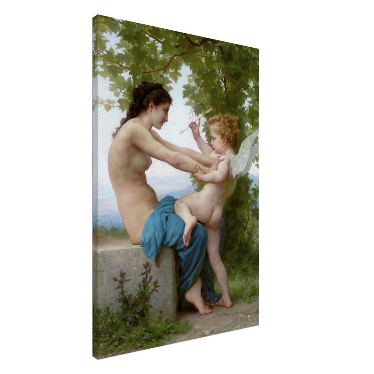 Young Girl Defending Herself against Eros (1825 - 1905) William - Adolphe Bouguereau | Vintage wall art print - Canvas - 60x90 cm / 24x36″ - 