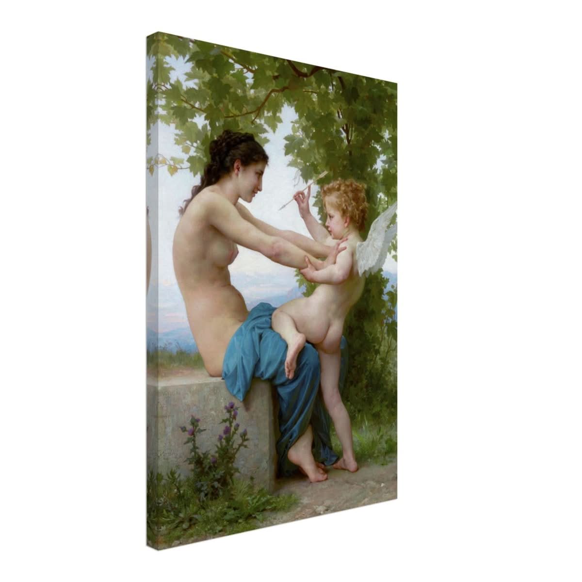 Young Girl Defending Herself against Eros (1825 - 1905) William - Adolphe Bouguereau | Vintage wall art print - Canvas - 40x60 cm / 16x24″ - 