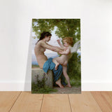 Young Girl Defending Herself against Eros (1825 - 1905) William - Adolphe Bouguereau | Vintage wall art print - Brushed Aluminum Print - 60x90 cm / 24x36″ - 