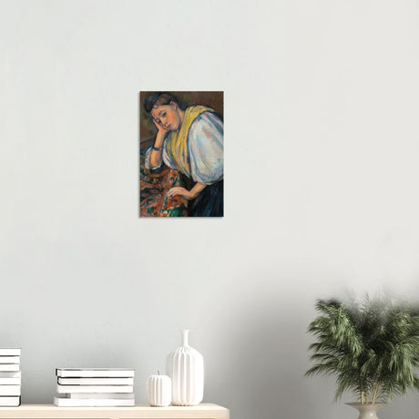 Young Italian Woman at a Table by Paul Cézanne 1895 - Wood Prints - 30x45 cm / 12x18″ - 10 mm