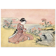 Young Woman Gathering Chrysanthemums by the Stream– Japanese Ukiyo - e Wall Art Print - Fine Art Poster - 70x100 cm / 28x40″ - 