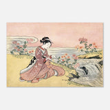 Young Woman Gathering Chrysanthemums by the Stream– Japanese Ukiyo - e Wall Art Print - Aluminum Print - 50x75 cm / 20x30″ - 
