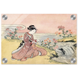 Young Woman Gathering Chrysanthemums by the Stream– Japanese Ukiyo - e Wall Art Print - Acrylic Print - 20x30 cm / 8x12″ - 